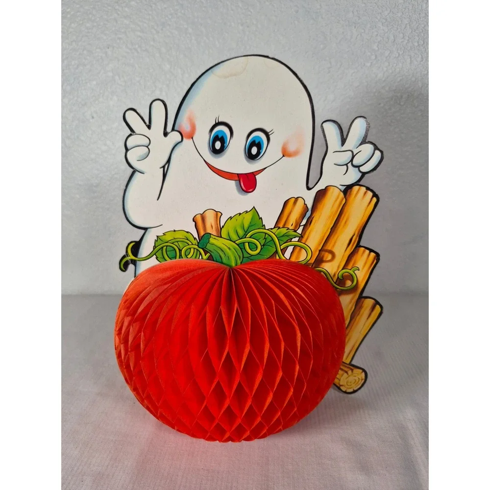 Vintage Halloween Ghost Honeycomb Centerpiece Retro Pumpkin Die Cut Decoration